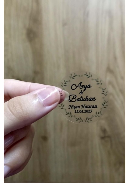 Kişiye Özel Baskılı Şeffaf Etiket / 100 Adet Yuvarlak Özel Gün Etiketi (3,5 Cm)