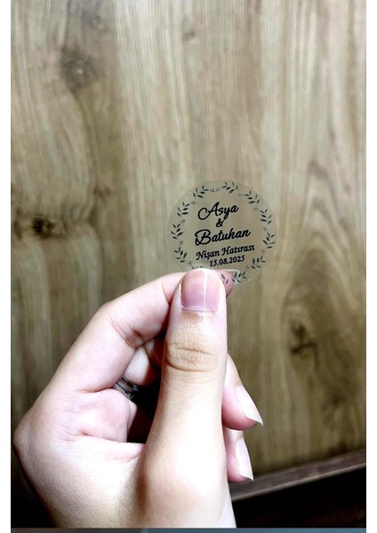Kişiye Özel Baskılı Şeffaf Etiket / 100 Adet Yuvarlak Özel Gün Etiketi (3,5 Cm) fırsatları
