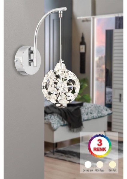 Istanbul Avize Dali Aplik Tekli Gümüş 3 Renk Ledli Modern LED Aplik