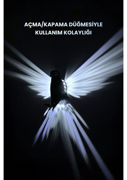 Kartal Figür Pilli LED Aplik Siyah Duvar Lambası Dekoratif ve Modern