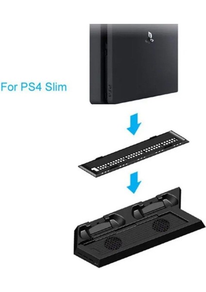 Ps4 Fat/ps4 Slim/ps4 Pro Uyumlu Soğutucu Fan Joystick Şarj Dikey Stand