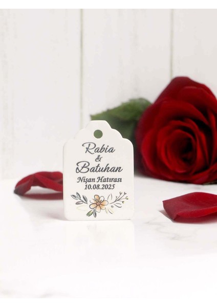 Papatya Çiçek Baskılı Kişiye Özel Etiket / 100 Adet Etiketi (3 X5 Cm) modelleri
