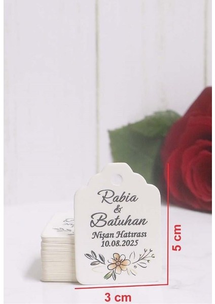 Papatya Çiçek Baskılı Kişiye Özel Etiket / 100 Adet Etiketi (3 X5 Cm) indirimleri