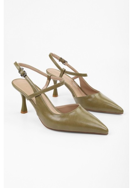 Kadın Nella Yağ Yeşili Cilt Stiletto