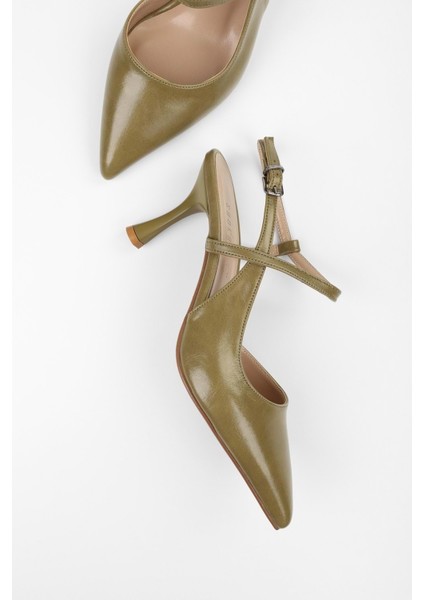 Kadın Nella Yağ Yeşili Cilt Stiletto fiyatları