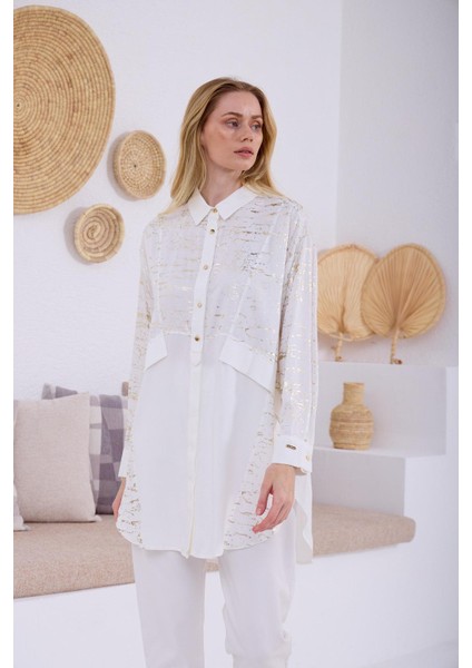 Gold Baskılı Pamuklu Tunik