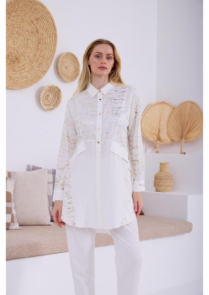 Gold Baskılı Pamuklu Tunik