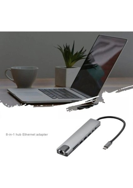 Samsung S8 S9 S10 S20 S21 USB Type-C Hub Dönüştürücü Çevirici Çoklayıcı USB Hdmı Micro Sd 8 Girişli