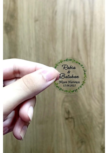 Kişiye Özel Baskılı Şeffaf Etiket /100 Adet Kına-Düğün-Nişan Etiketi Etiketi (3,5 Cm) fırsatları
