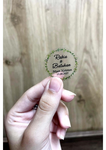 Kişiye Özel Baskılı Şeffaf Etiket /100 Adet Kına-Düğün-Nişan Etiketi Etiketi (3,5 Cm) indirimleri