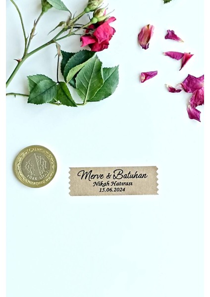 Kişiye Özel Etiket - Kraft Etiketi - 144 Adet 1,8 x 5.5 cm Sticker