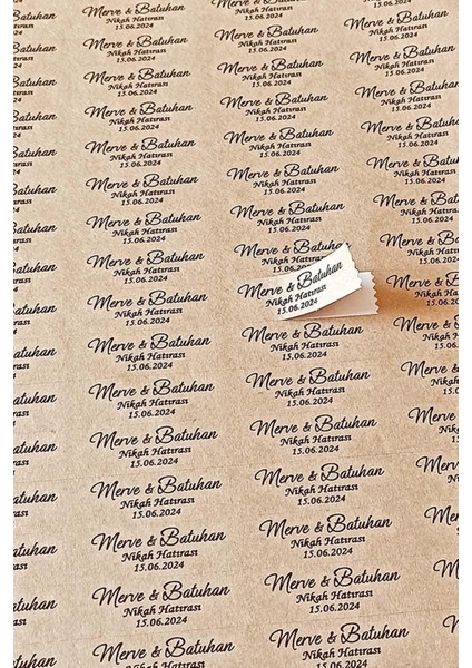 Kişiye Özel Etiket - Kraft Etiketi - 144 Adet 1,8 x 5.5 cm Sticker