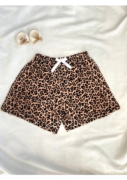 Kadın Leopar Tek Şort Pijama