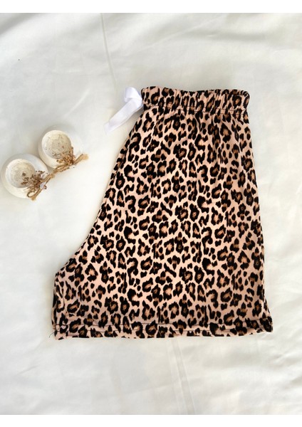 Kadın Leopar Tek Şort Pijama