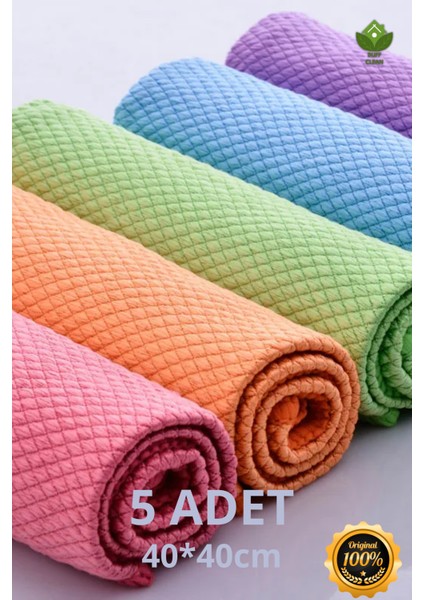 Mikrofiber 40X40CM 5ADET Baklava Desen Cam Temizlik Bezi