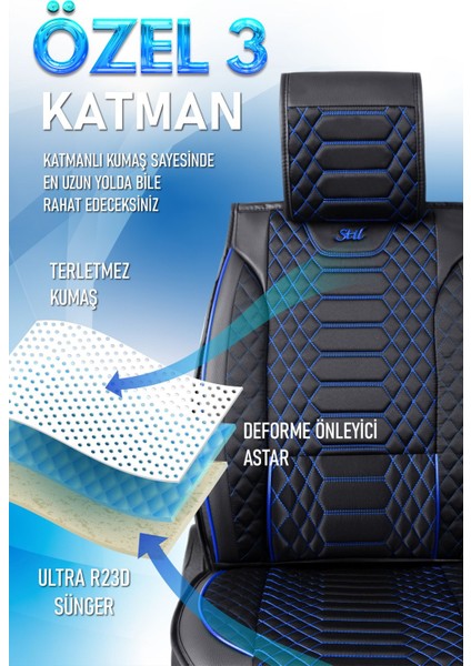 Dodge Avenger (2010-2015) Uyumlu Tam Set Oto Koltuk Kılıfı Crystal Serisi .6 indirimleri