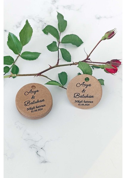 Kişiye Özel Etiket - Nikah-Nişan- Kına Etiketi - 100 Adet Kraft Ürün Etiketi (3,8 Cm) modelleri