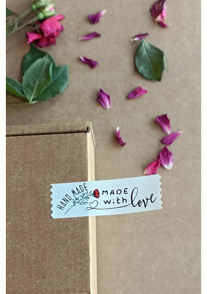 Hand Made With Love Etiket / 144 Adet Bant Etiket (1,8 x 5.5 Cm)