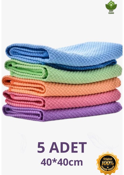 Mikrofiber 40X40CM 5ADET Baklava Desen Cam Temizlik Bezi
