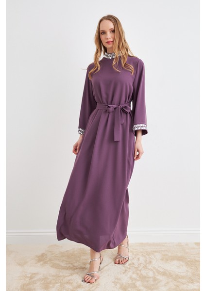 Beril Taşlı Elbise - Leylak