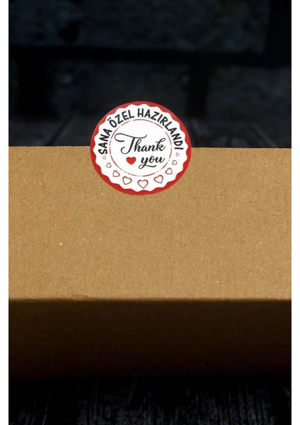 Sana Özel Hazırlandı Etiketi - 100 Adet Thank You Etiket (3,5 Cm)