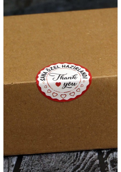Sana Özel Hazırlandı Etiketi - 100 Adet Thank You Etiket (3,5 Cm) fırsatları