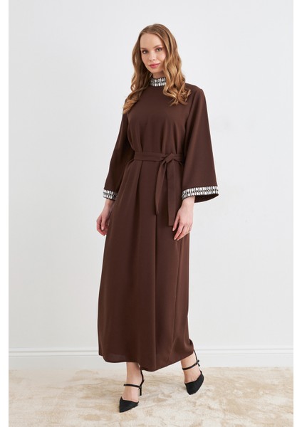 Beril Taşlı Elbise - Kahve