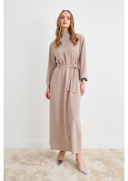 Beril Taşlı Elbise - Bej