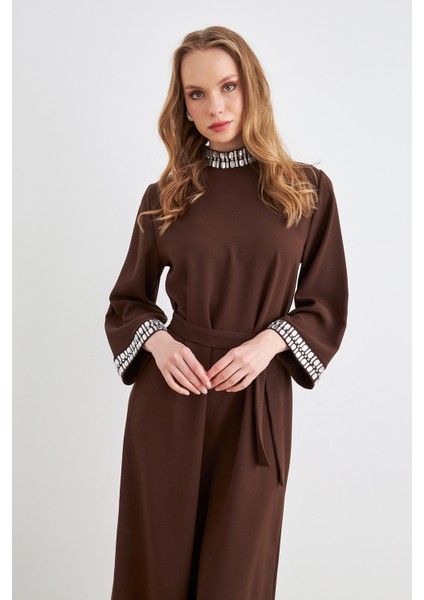 Beril Taşlı Elbise - Kahve modelleri