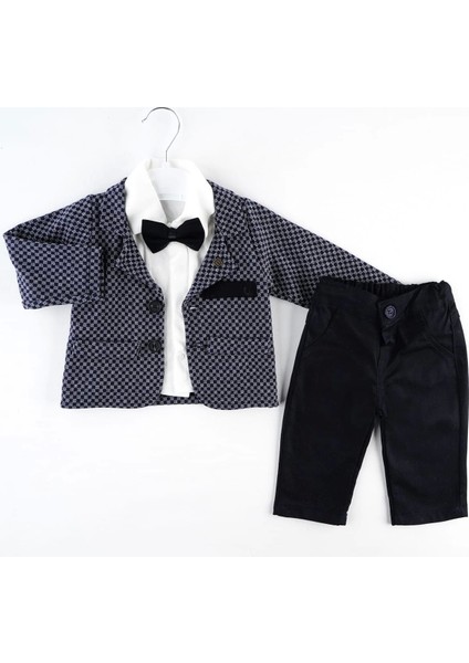 Kareli Ceket Filotalı 3lü Takım