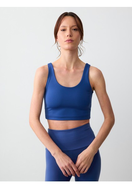 mavi dar kesim u yaka örme bralet