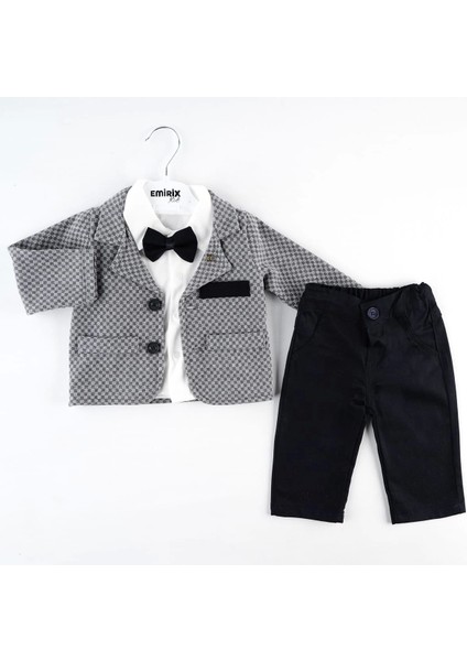 Kareli Ceket Filotalı 3lü Takım