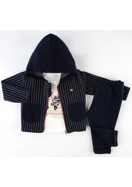 Kapşonlu Fermuarlı Ceket 3 Lü Takım