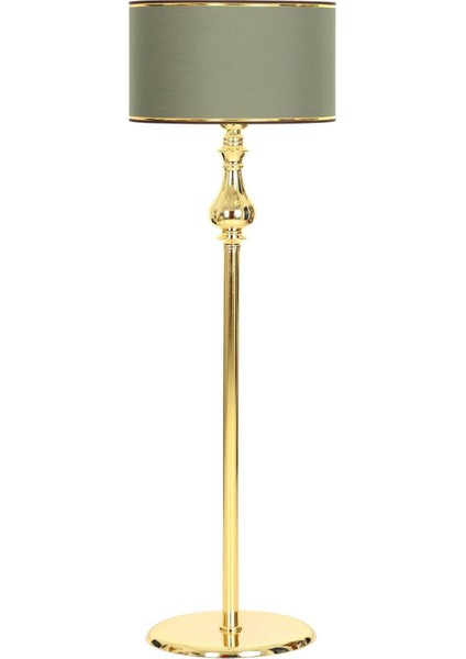 Solid Gold Kaplama Düz Metal Ayak Lambader - Gold Şeritli Haki Yeşil