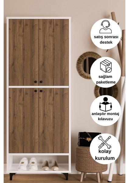 9 Raflı 4 Kapaklı Modern Ayakkabılık , Kiler Dolabı , Çok Amaçlı Dolap