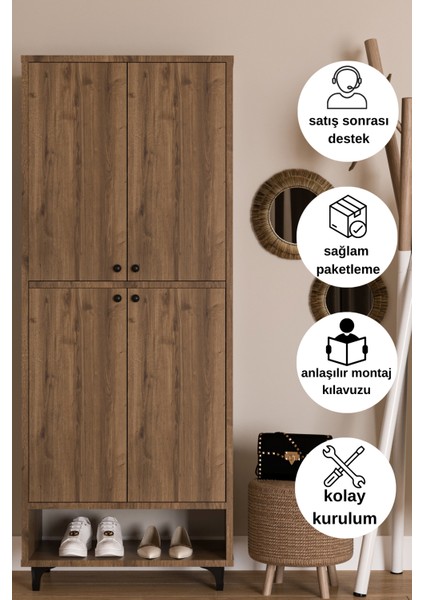 9 Raflı 4 Kapaklı Modern Ayakkabılık , Kiler Dolabı , Çok Amaçlı Dolap