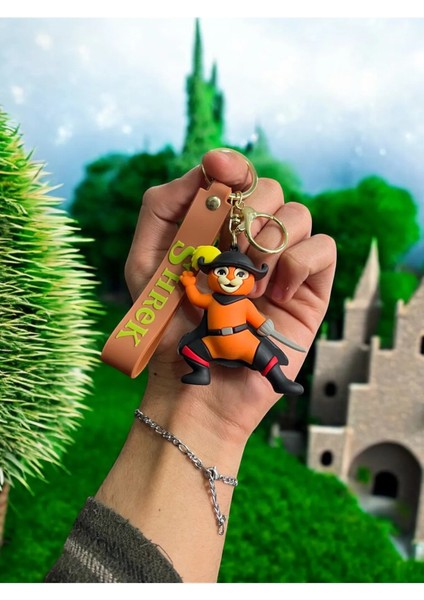 3D Lüks Büyük Boy Şrek Çizmeli Kedi Anahtarlık ve Çanta Aksesuarı