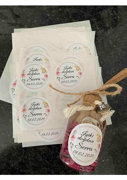 Düğün-Nişan-Nikah Hediye Etiketi / Yuvarlak Yapışkanlı 48 Adet (5 Cm)