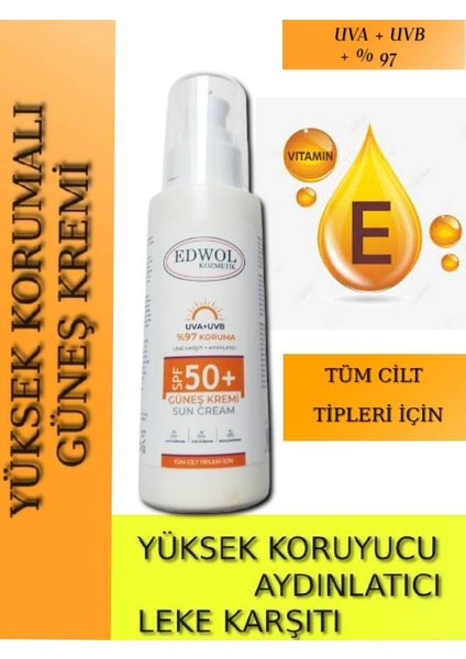 SPF50+ Yüksek Koruma Leke Karşıtı ve Aydınlatıcı Nemlendirici Güneş Kremi