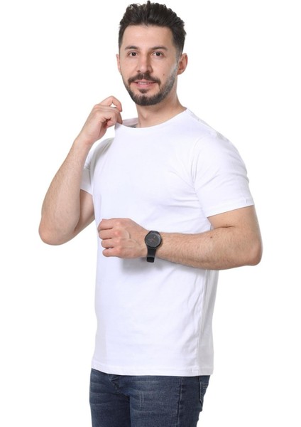 %100 Pamuk Regular Fit Bisiklet Yaka Basic Düz Kısa Kollu Tişört