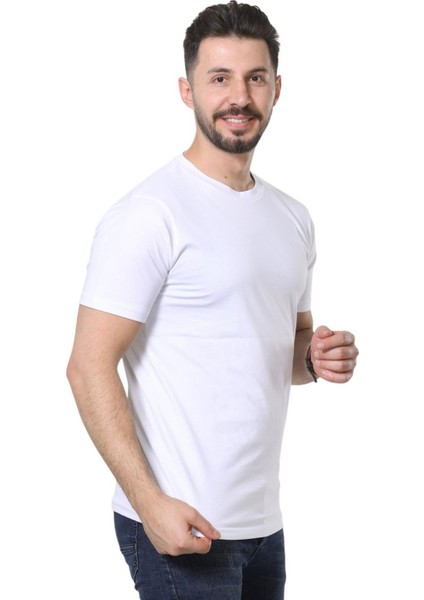 %100 Pamuk Regular Fit Bisiklet Yaka Basic Düz Kısa Kollu Tişört