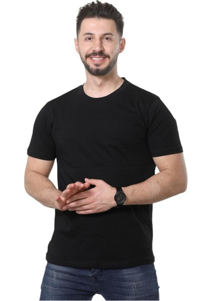%100 Pamuk Regular Fit Bisiklet Yaka Basic Düz Kısa Kollu Tişört