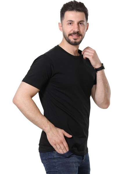 %100 Pamuk Regular Fit Bisiklet Yaka Basic Düz Kısa Kollu Tişört