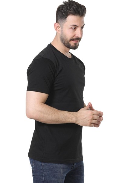 %100 Pamuk Regular Fit Bisiklet Yaka Basic Düz Kısa Kollu Tişört