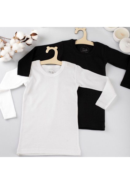 ® 2’li Çocuk Uzun Kollu %100 Pamuklu Ribana Basic T-Shirt (2 Adet)