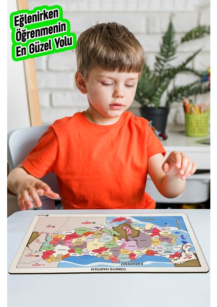 Ahşap Renkli Türkiye Haritası Ahşap Puzzle Yapboz 23X45 cm fiyatları