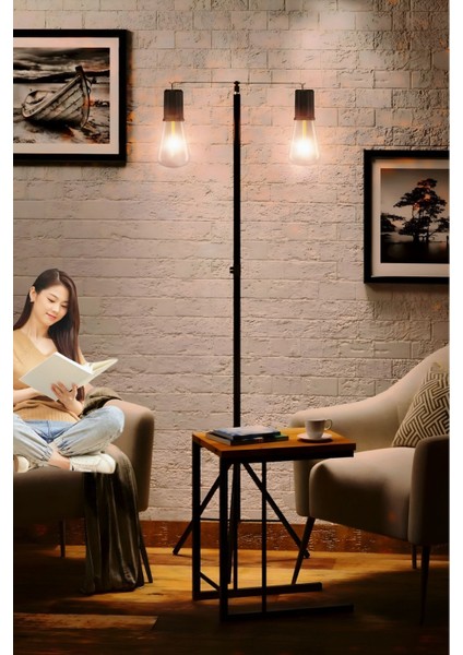 2 LED Gece Kitap Okuma Işığı Standlı 3 Mod'lu Şarjlı Dekor LED Lamba Rustik Ampul Lambader Fener