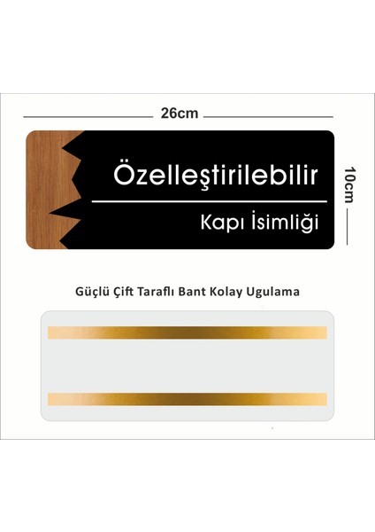 Özelleştirilebilir Ofis Oda Kapı Isimliği Yönlendirme Tabelası Siyah - Ceviz 26X10CM fiyatları