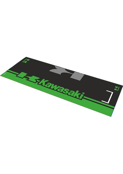 Kawasaki Yeşil Desenli 80 x 220 cm Kaydırmaz Motosiklet Halısı