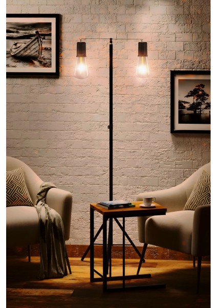 2 LED Gece Kitap Okuma Işığı Standlı 3 Mod'lu Şarjlı Dekor LED Lamba Rustik Ampul Lambader Fener